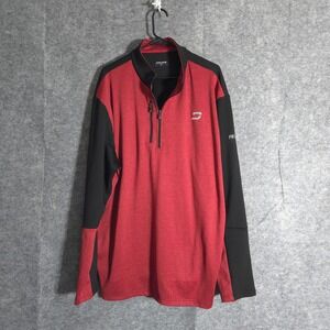 Druids 1/4 Zip Pullover Men 3XL Red Black Athletic Performance Long Sleeve Shirt